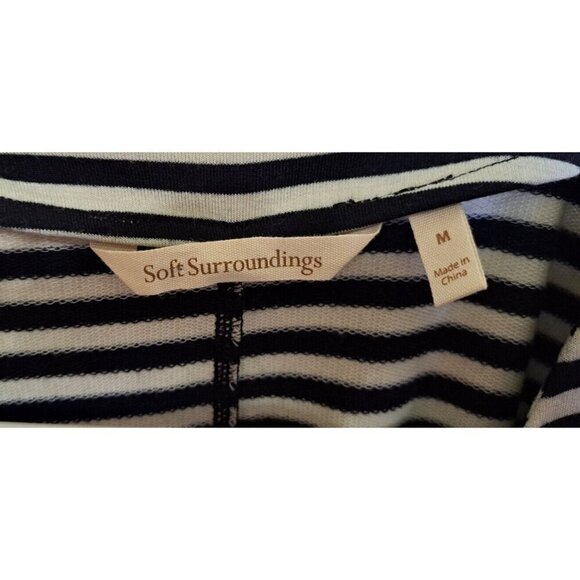 Soft Surroundings M Calista Black/Gray Stripe Zip Front Tunic Hi-Lo Hem FLAW! - Picture 3 of 9